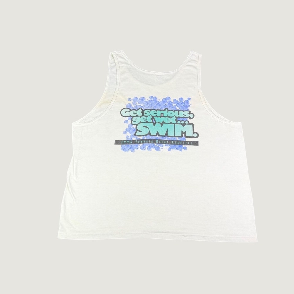 Vintage 1996 Hanes Ephrata Relay Carnival Swim Tank Top Mens XL White 90s Shirt
